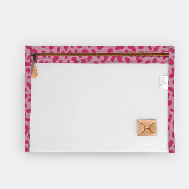 Clear Document Pouch - pink cheetah