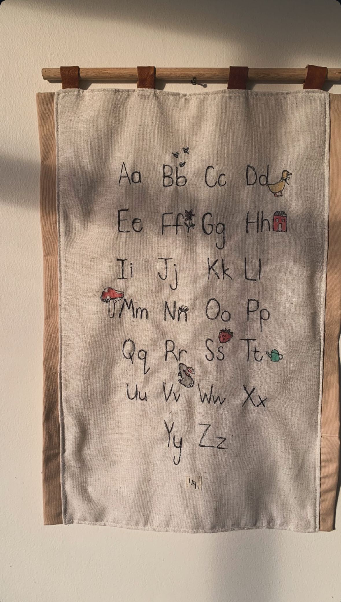 Alphabet embroidered tapestry (dusty border)