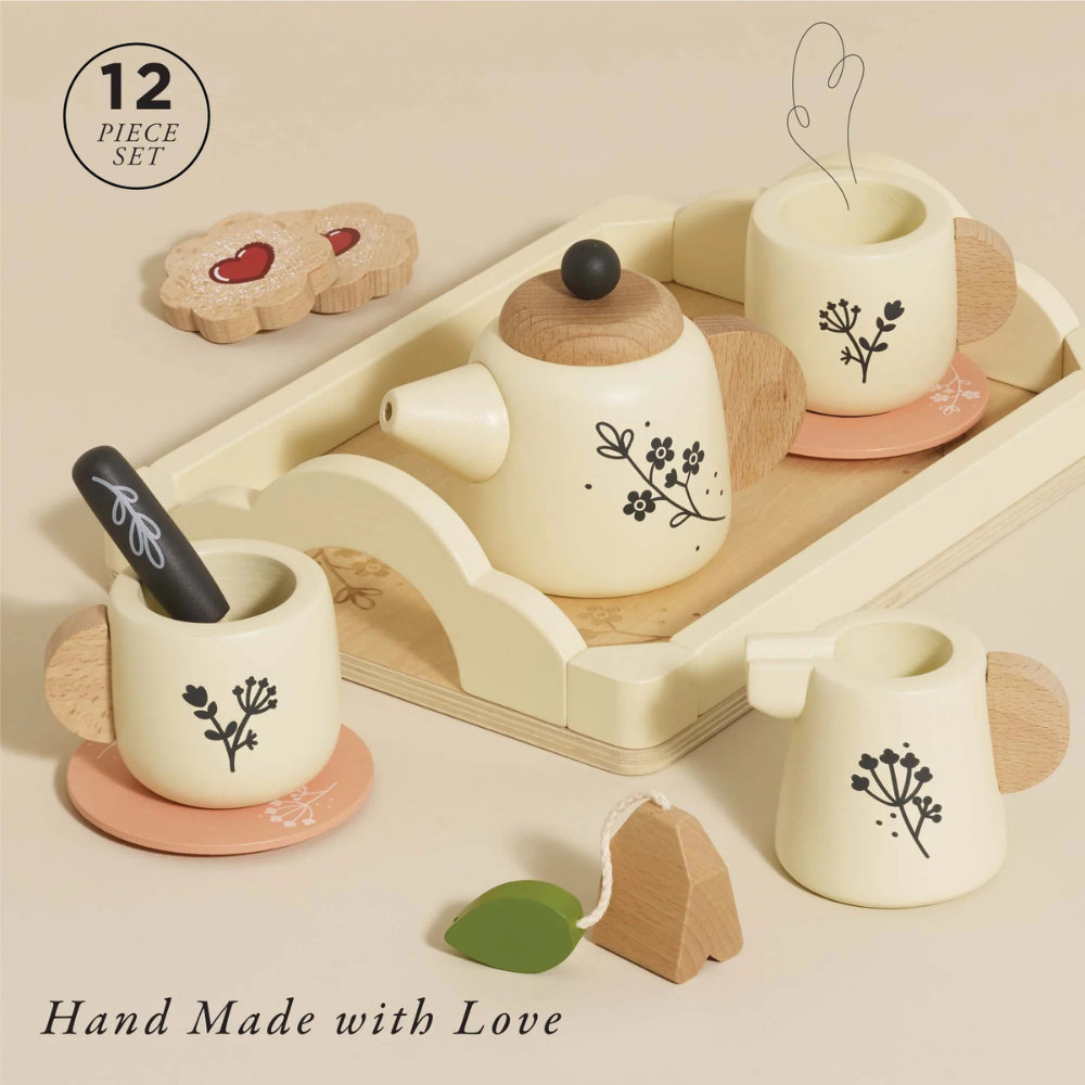 Wooden tea set & tray