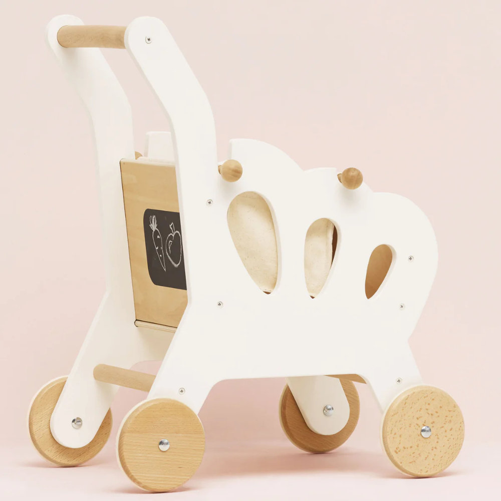 Wooden shopping grocery trolley & bag - Image 4