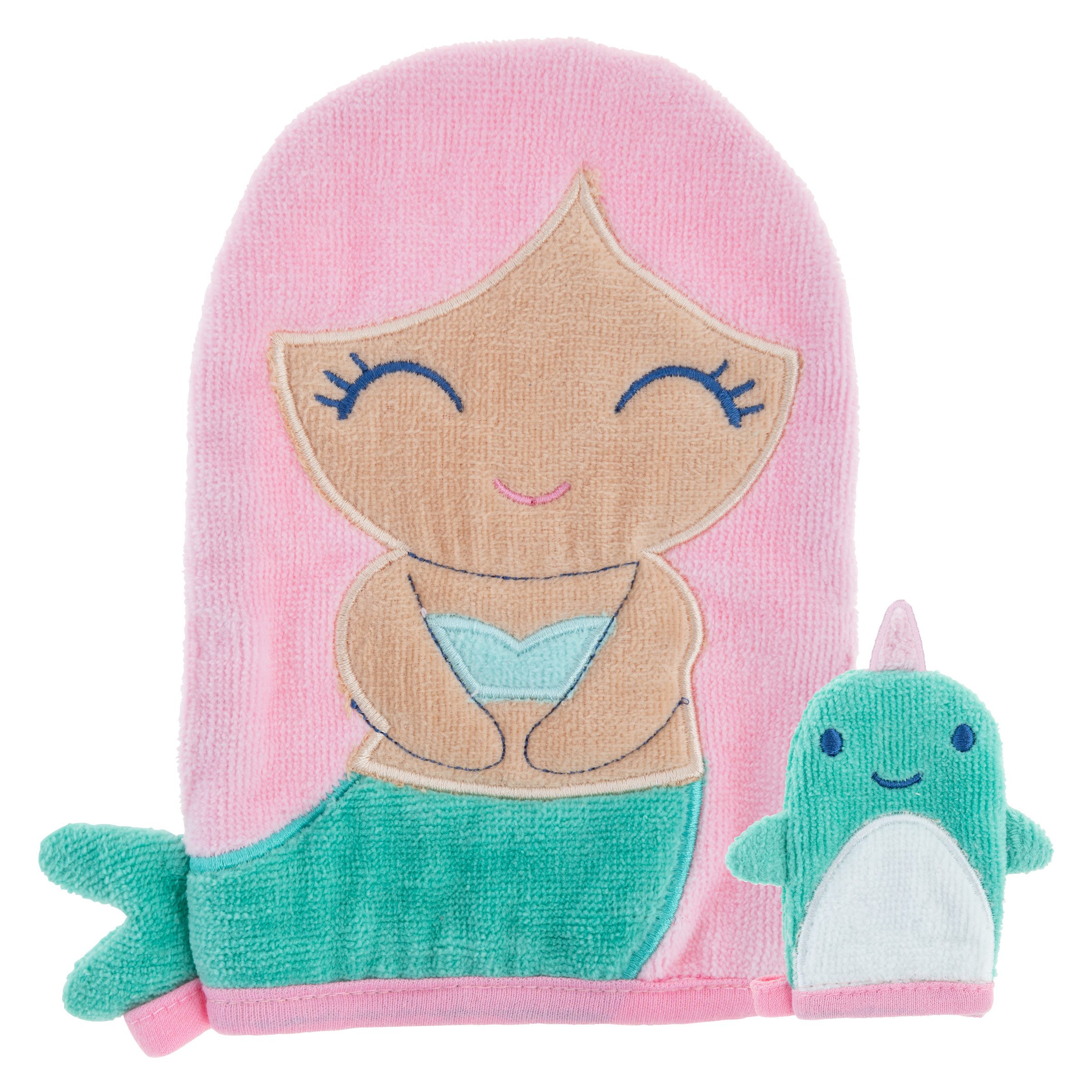 Bath mitt with finger puppet: Mermaid