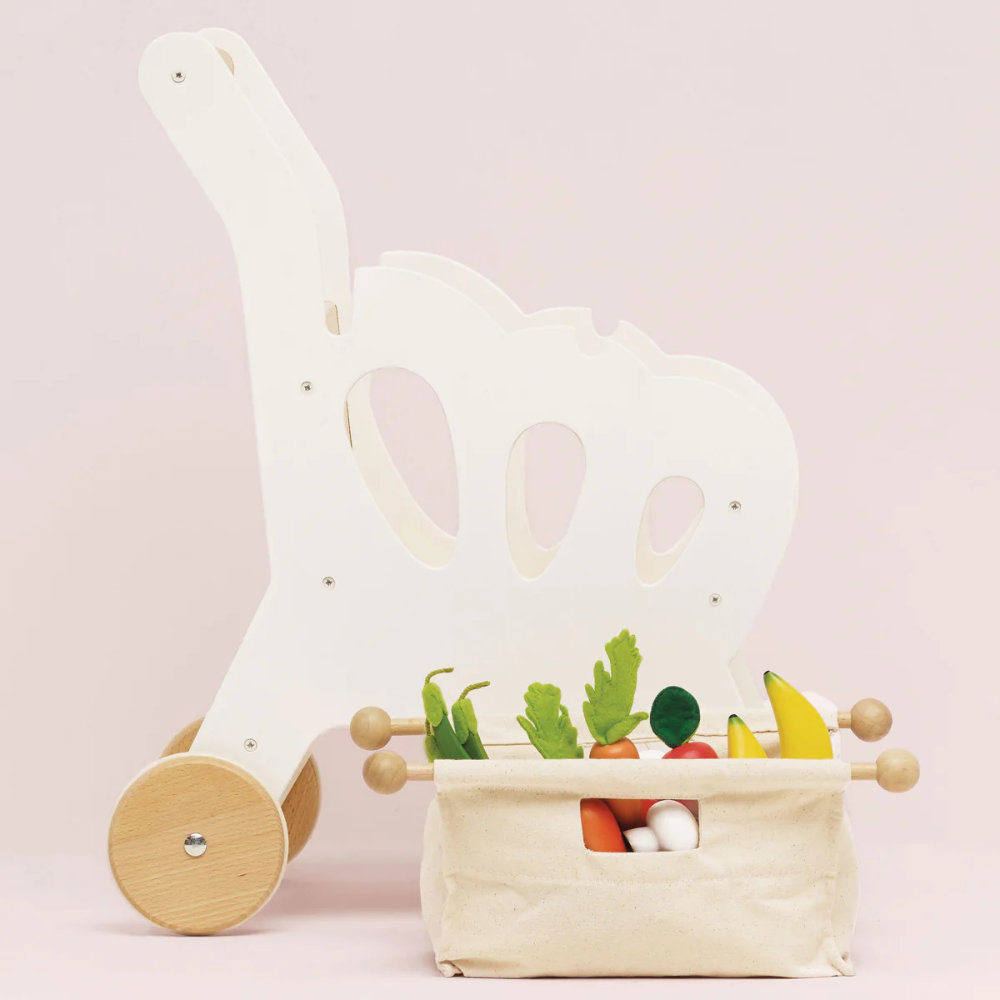 Wooden shopping grocery trolley & bag - Image 5