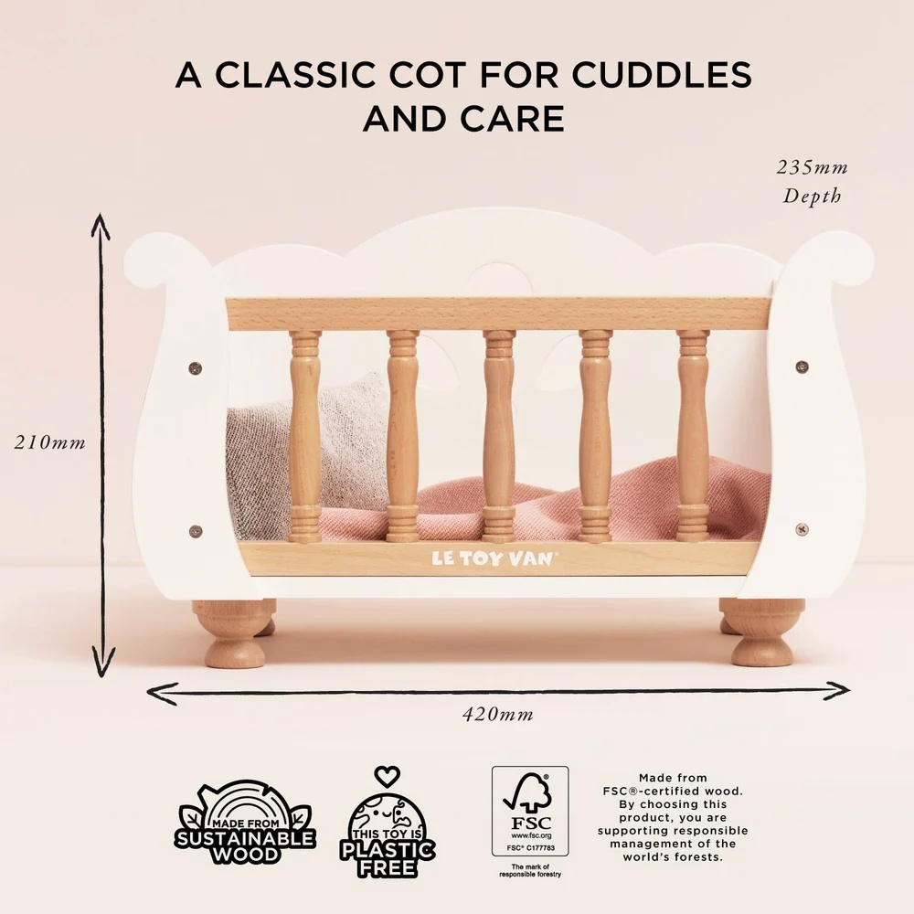 Dolls Wooden Cot (Le Toy Van) - Image 2