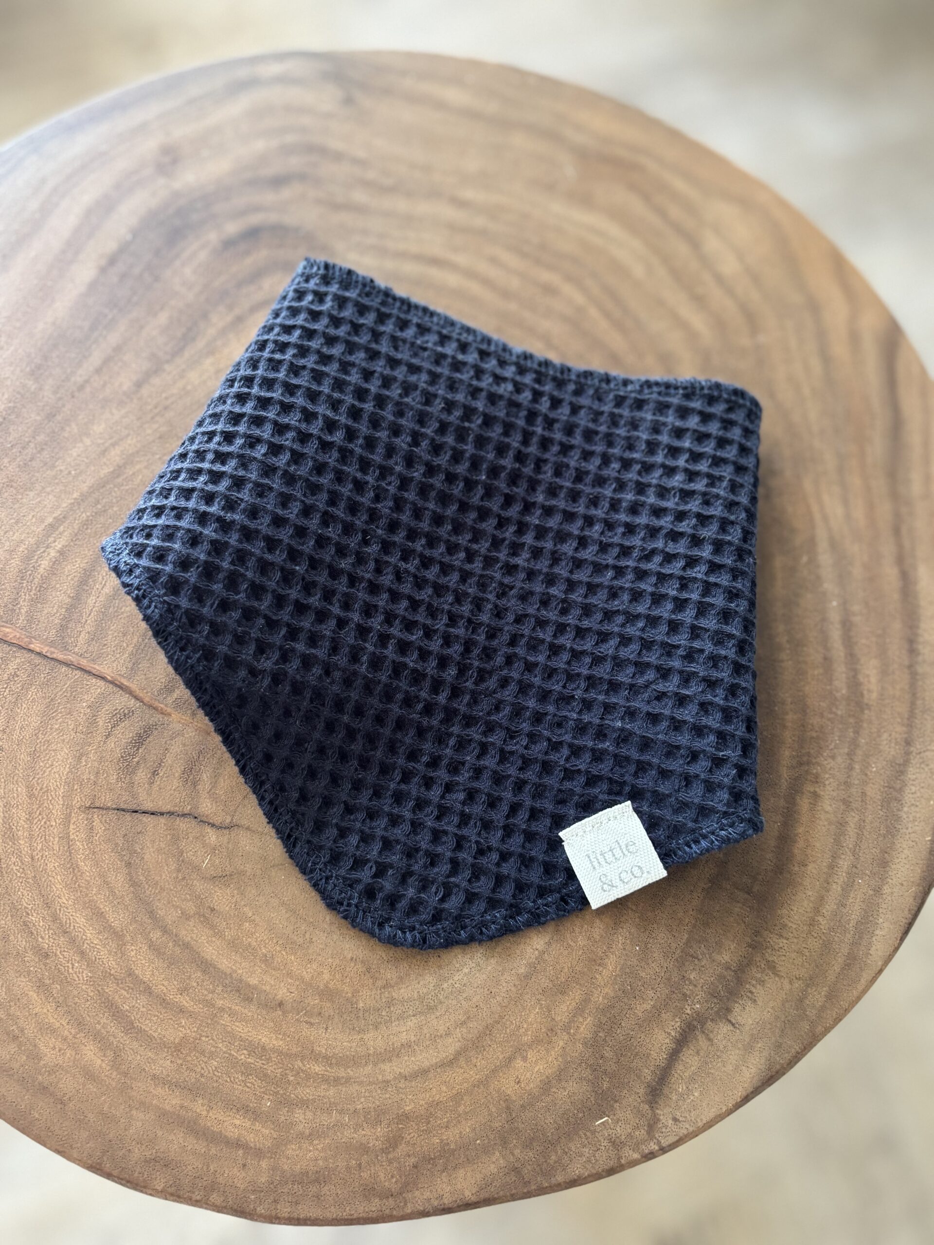 Navy waffle weave bib