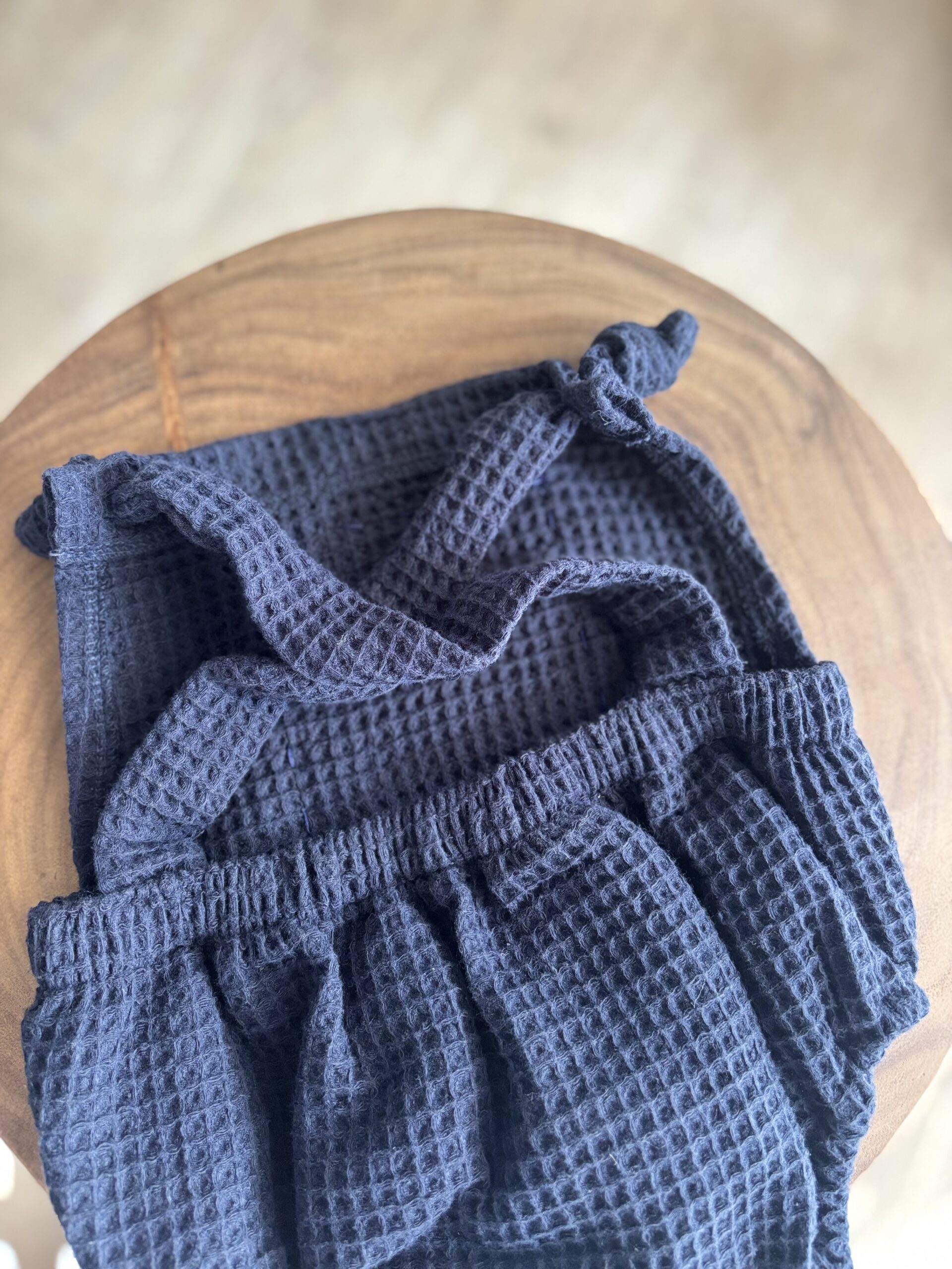 Navy Waffle Weave Romper - Image 3