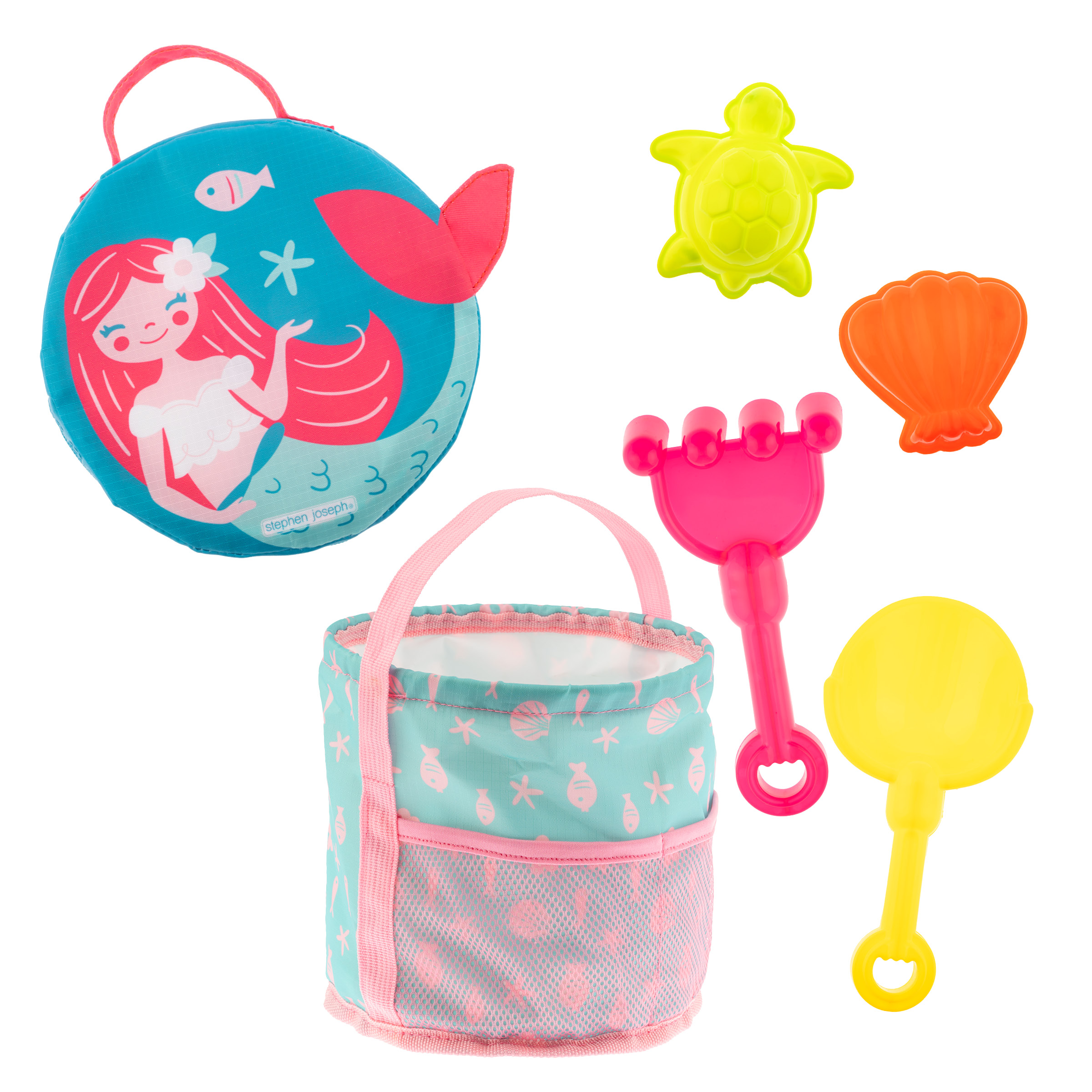 Collapsible Beach Bucket with toys: Mermaid