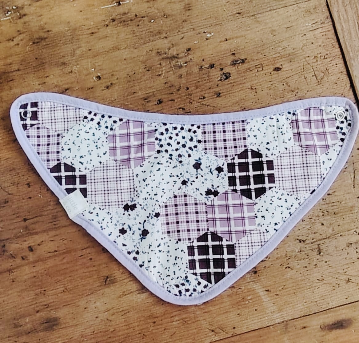 Reversible waffle weave bib: Patchwork