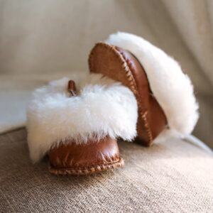 Baby’s first sheepskin booties