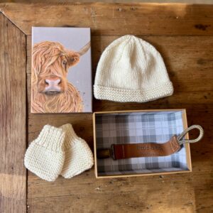 One of a kind merino wool gift set (cow box)