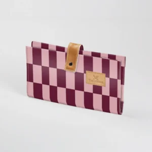 Baby changing wallet - checkmate cherry
