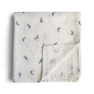 MUSHIE muslin swaddle blanket: Whales