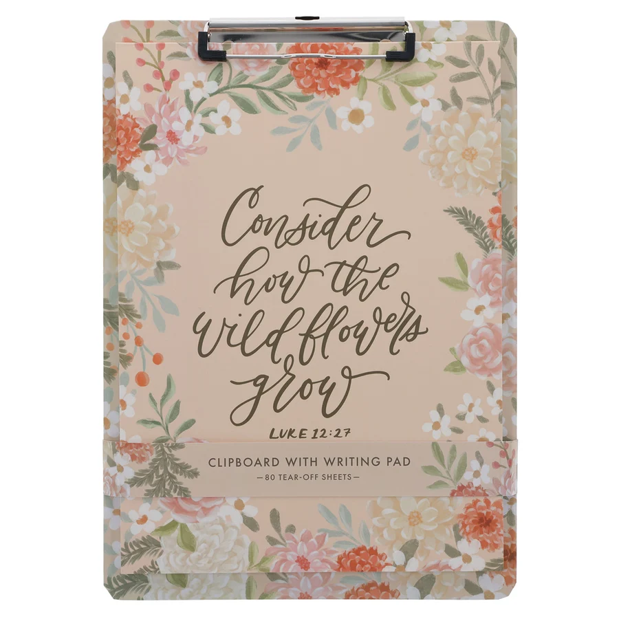 Clipboard with note pad: Wildflowers