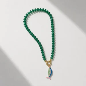 Emerald Swimmer Fish necklace