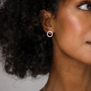 Hollow circle stud earrings (silver)