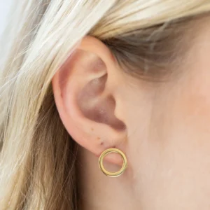 Hollow circle stud earrings (gold plated)