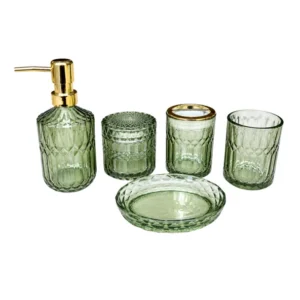 Vintage Green Glass Bathroom set (5piece)