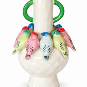 Green handle bird vase